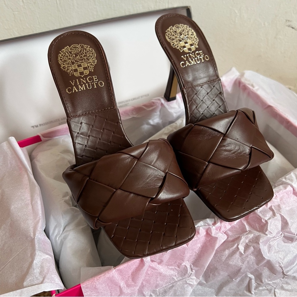 Vince Camuto Dark Brown Quilted Heels